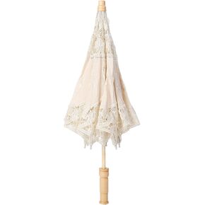 Ejoyous Lace Umbrella, Vintage Wedding Lace Embroidery Wedding Umbrella Bridal Umbrella Parasol Women's Hand Umbrella for Decoration Bride Photo Props Lady Costume (Large