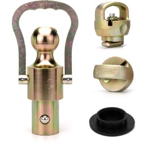 Puck System Gooseneck Hitch Ball Kit, Compatible with Ford F250/F350/F450, Chevrolet Silverado 2500/3500 HD, 2-5/16 Inch Ball & Safety Chain Anchors