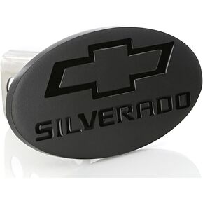 Chevy Silverado 2012-2016 Bowtie Metal Trailer Hitch Cover Plug (2 inch Post) (Black)