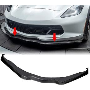 Front Bumper Lower Lip Splitter Carbon Fiber Look Fit for 2015-2019 Chevy Corvette C7 Z06 & Grand Sport Replaces OEM #22922352 ABS Plastic - Hydro-Dipped Carbon Fiber