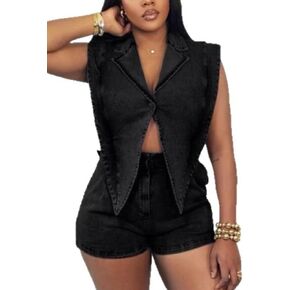 Nrthye Women Denim Short Romper Sexy Sexyless Lapel Hollow Out One Jean Jean Phemsuit Shorts Sails Club Outfits in Kuwait