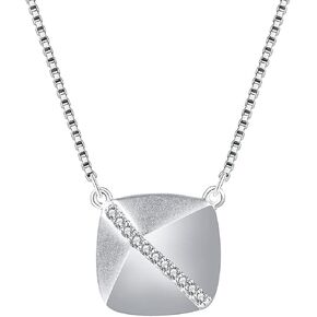 925 Sterling Silver Necklace for Women Shield Design Simple Style Cubic Zirconia Choker Necklaces for Women