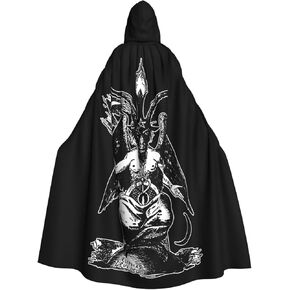 Baphomet Satan Halloween Hooded Cloaks Witch Robe Cloaks, Holiday Party Cosplay Costumes (Unisex) Black