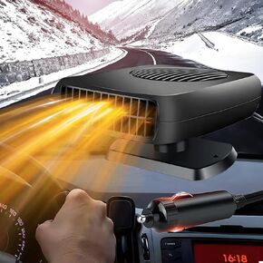 Car Heater,200W 12V Heater Windshield Defroster,Portable Heater for Car Plug in Cigarette Lighter,2-in-1 Fast Heating & Cooling Modes with 360° Rotating Base (Black)