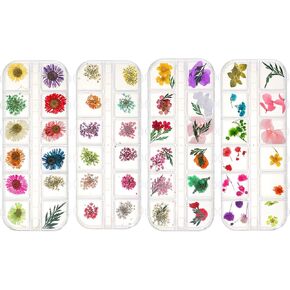 ANPHSIN 48 Colors Dried Flowers for Crafts- 4 Boxes Mini Natural Real Pressed Flowers Supplies for Resin Mold, Candle, Epoxy Jewelry, Scrapbooking, Soap Making, Nail Art Sticker Decoration DIY Crafts
