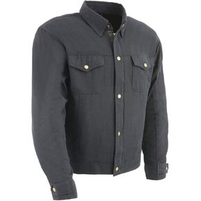 Milwaukee Leather MPM1623 Men's Black CE Armored Long Sleeve Biker Shirt Jacket Reinforced w/Aramid Fibers