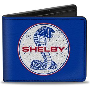 Buckle-Down Men's PU Bifold Wallet-Shelby Tiffany Split Weathered Blue/Red/White, Multicolor, 4.0" x 3.5"