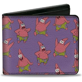 Buckle-Down SpongeBob SquarePants Wallet, Bifold, Spongebob Squarepants Patrick Star Poses Scattered Lavender, Vegan Leather