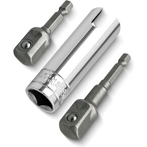 RV Scissor Jack Slotted Drill Attachment with 2 Adapter Fits for Pop-up Camper RV Manual Scissor Jacks and C-Jack Stabilizing Jack, Stainless Steel