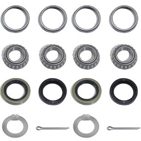 2Sets L44643 / L44610 Bearing Kits, 2000-2200LB Boat Trailer Axle Bearing Kit for 1'' BT8 Wheel Hub Spindle has D Shape Groove with 1.25" I.D and 1.5" I.D Grease Seal, Tang Washer Cotter Pin