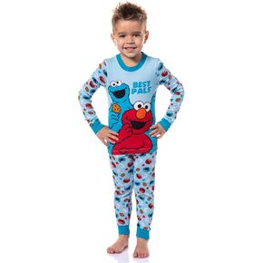 Sesame Street Toddler Boys' Cookie Monster Elmo Best Pals 2 Piece Long Sleeve Pajama Set
