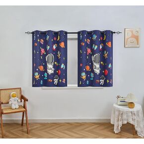 Blackout Curtains Space Theme for Children Boys Girls Kids Nursery Room Thermal Insulated Cute Thick Soft Drapes, Grommet Top, 2 Panels, W45XL45-inch