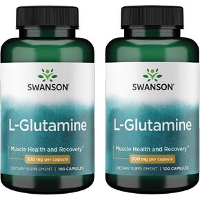 Swanson Amino Acid L-Glutamine 500 Milligrams 100 Capsules (2 Pack)