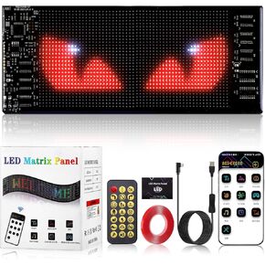 1 Pack Devil Eyes Light for Cars, Small 7x3in Dynamic Eye Lights Programmable LED Eyes for Car Truck, Ultra-Thin Flexible Windshield Eyes Animated LED Display Screen, Remote & APP Control
