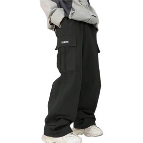 Verdusa Boy's Straight Leg Cargo Pants Elastic Waist Long Trousers with Pockets