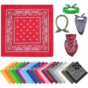 18pc نساء باندانا متعددة الأغراض Bandanas Paisley Cowboy Polyester Bandanas for Men/Boy/Girl/Dog ، منديل عقال ، وشاح رأس مربع مربع 22x22 بوصة (متعدد الألوان)