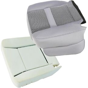 NLQR Front Driver Side Bottom Replacement Seat Cover Cloth Light Gray & Seat Foam Cushion Compatible with Dodge Ram 1500 2500 3500 4500 5500 2006 2007 2008 2009 2010