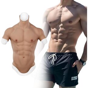 Silicone Muscle Suit Realistic Fake Muscles Fake Chest Oil-Free Costume Simulation for Cosplay Halloween Transgender