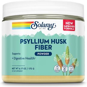 SOLARAY Psyllium Husk Powder - Psyllium Fiber Supplement for Digestive Health - 3 g of Soluble Fiber - Gluten Free, Made Without Soy, 60-Day Guarantee - 50 Servings, 6.17 OZ