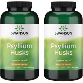 Swanson Psyllium Husk Dietary Fiber Supplement 610 mg 300 Capsules - (2 Pack)