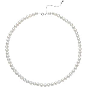 Pearl Necklace 17 Inches 5MM/6MM/7MM/8MM Round Freshwater Pearl Strand Necklace for Women/Mother/Girlfriend Jewelry Gifts for Wedding Brides Birthday