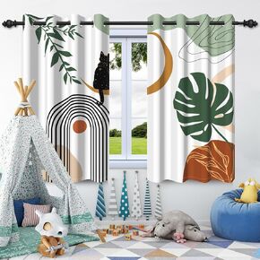 Modern Simplicity Blackout Curtains for Bedroom and Living Room,Abstract Art Curtains 63 Inch Length,Vintage Village Window Treatment Sets,Curtains for Nursery Kids Room,42 x 63 Inches 2 Panels