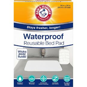 Arm & Hammer Reusable Waterproof Bed Pad, 36 x 36, White