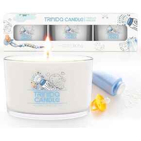 Trinida Candles Baby Powder Scateded ، 3 Pack Jasmine & Orange Blossom ، Lemon & Musk Scatedles for Home ، شمعة جرة شمع الصويا الفاخرة