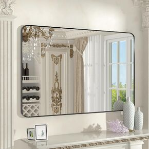Black Vanity Mirror for Bathroom, Rectangle Frame Bathroom Wall Mounted Mirrors, 30x36 Inch, Black