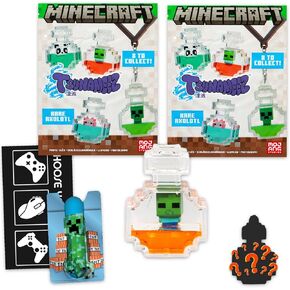Minecraft Tsunameez Blind Bag Keychains Series 2 Bundle - 2 Pack Tsunameez Minecraft Keychains Mystery Collection Plus Phone Wallet and Decal | Collectable Video Game Merchandise