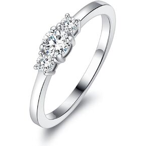 VOLUKA 925 Sterling Silver Moissanite Rings for Women Eternity Band Rings Simulated Diamond White Gold Plated S925 Promise Wedding Statement Engagement Rings