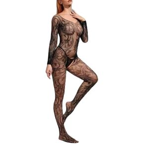 Erotic Women's Intimate Tight Pantyhose Stimulating Underwear Mesh with Split Women's Fishing Net Body Jumpsuit Sleepwear