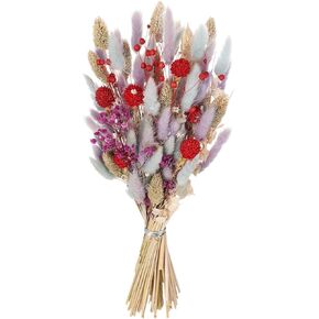 17" Natural Mixed Dried Flowers Bouquet Real Dried Lover Grass, Myosotis, Daisy, Craspedia Billy Balls Floral Arrangements for Boho Home Wedding Table Vase Décor
