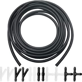 Car Windshield Washer Hose Kit, 4 Meter Washer Fluid Hose with 12 PCS Hose Connectors for Auto Windshield Washer Nozzle Installation, Universal for Most Car Windshield Washer Tubing