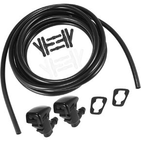 Front Windshield Washer Hose Kit Fit for Jeep Grand Cherokee with 3 Meter Washer Fluid Hose 12 Pcs Hose Connectors - Pack of 15 Black Replacement