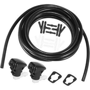 Front Windshield Washer Hose Kit Fit for Dodge Durango with 3 Meter Washer Fluid Hose 12 Pcs Hose Connectors - Pack of 15 Black Automotive Parts