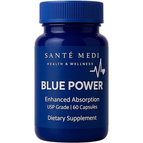 Blue Power - Methylene Blue (USP Grade) Pharma Grade - 60 Capsules with Added Vitamin C Ester for Enhanced Absorption - Brain Supplement for Memory, Focus, Clarity, Cognitive Function