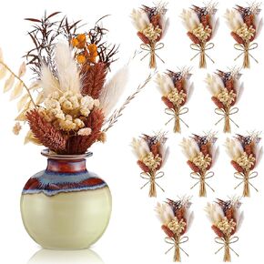 NUANCHU 12 PCS MINI مجفف باقة زهرة 6 "زهرة صغيرة مجففة صغيرة مع جذع لعيد ميلاد DIY Crafts Scrapbook Vase Boho Party Party Cake Bridesmaid Gifts Decor