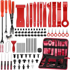 432Pcs Auto Trim Removal Tool Kit No Scratch Pry Tool for Car Door Panel Dashboard Removal, Include Clip Removal Tool, Panel Removal Tool, Car Radio Removal Tool, Red