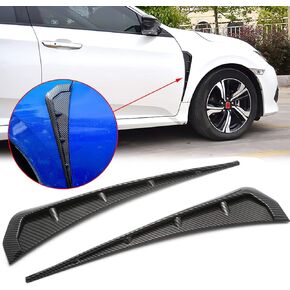Xotic Tech Type-R Style Side Fender Vent Cover Trim, Carbon Fiber Texture, Compatible with Honda Civic 10th Gen 2016-2021