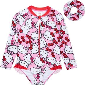 Hello Kitty Swimsuit Hair Accessories Bathing Suit for Girls Gifts for Teens Holiday Essentials (4-5 Years, Pink)