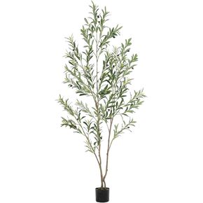 Realead 7ft Artificial Olive Tree - Tall Faux Olive Trees Artificial Indoor - Large Fake Olive Tree Plant with Planter for Home Office Living Room Decor