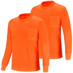 Hi Vis Long Sleeve Safety Shirts - Reflective Work Shirts for Men - High Visibility Shirts