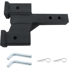 munirater Replacement for Trailer Dual Hitch Extender Adapter with 2-inch and 4-inch Rise Drop 2-inch Receiver 2-inch Solid Shank 10000lbs Capacity