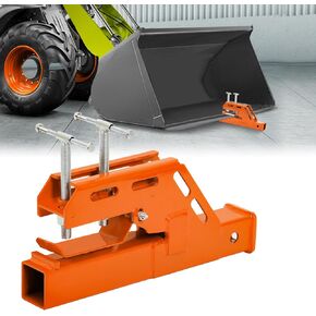 Green Bucket Trailer Hitch Attachment,2025 New Upgraded Clamp on Tractor Bucket Hitch 2" Receiver, Non-Slip Trailer Adapter Mount for Kubota Deere Bobcat