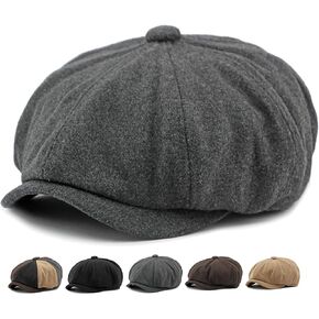 Men's 8 Panel Newsboy Cap Vintage Tweed Cap Herringbone Cabbie Flat Cap
