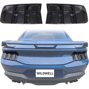 WildWell Tail Light Covers for 2024-2025 Ford Mustang Rear Light Covers, Tail Lamp Cover Guard Trim Frame Bezels Mustang Accessories Smoked Black