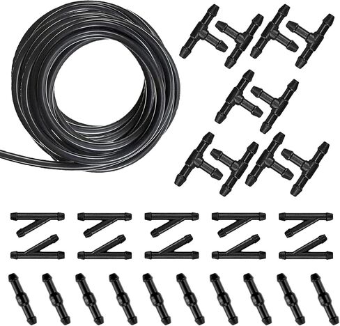 30 PCS Car Windshield Gather Kit ، وبعد خرطوم تنظيف مرن يبلغ طوله 13.1 قدمًا ، وملحقات إصلاح أنبوب المطاط المقاومة للتسرب مع موصل T-type من النوع I ، لمعظم السيارات (أسود) in Kuwait
