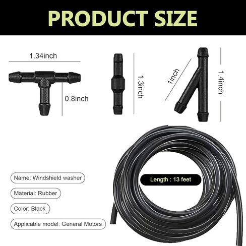 30 PCS Car Windshield Gather Kit ، وبعد خرطوم تنظيف مرن يبلغ طوله 13.1 قدمًا ، وملحقات إصلاح أنبوب المطاط المقاومة للتسرب مع موصل T-type من النوع I ، لمعظم السيارات (أسود) in Kuwait