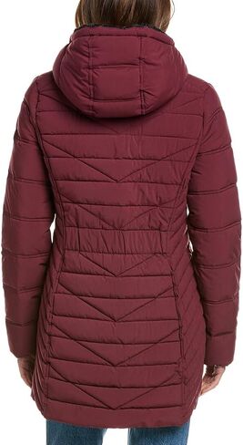 Nautica Women's 3/4 Stretch Puffer Jacket with Fur Hood and Half Back in Saudi Arabia